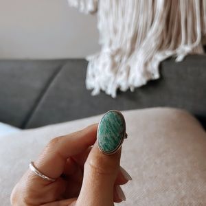 Sterling silver turquoise oval ring. Size 6.5